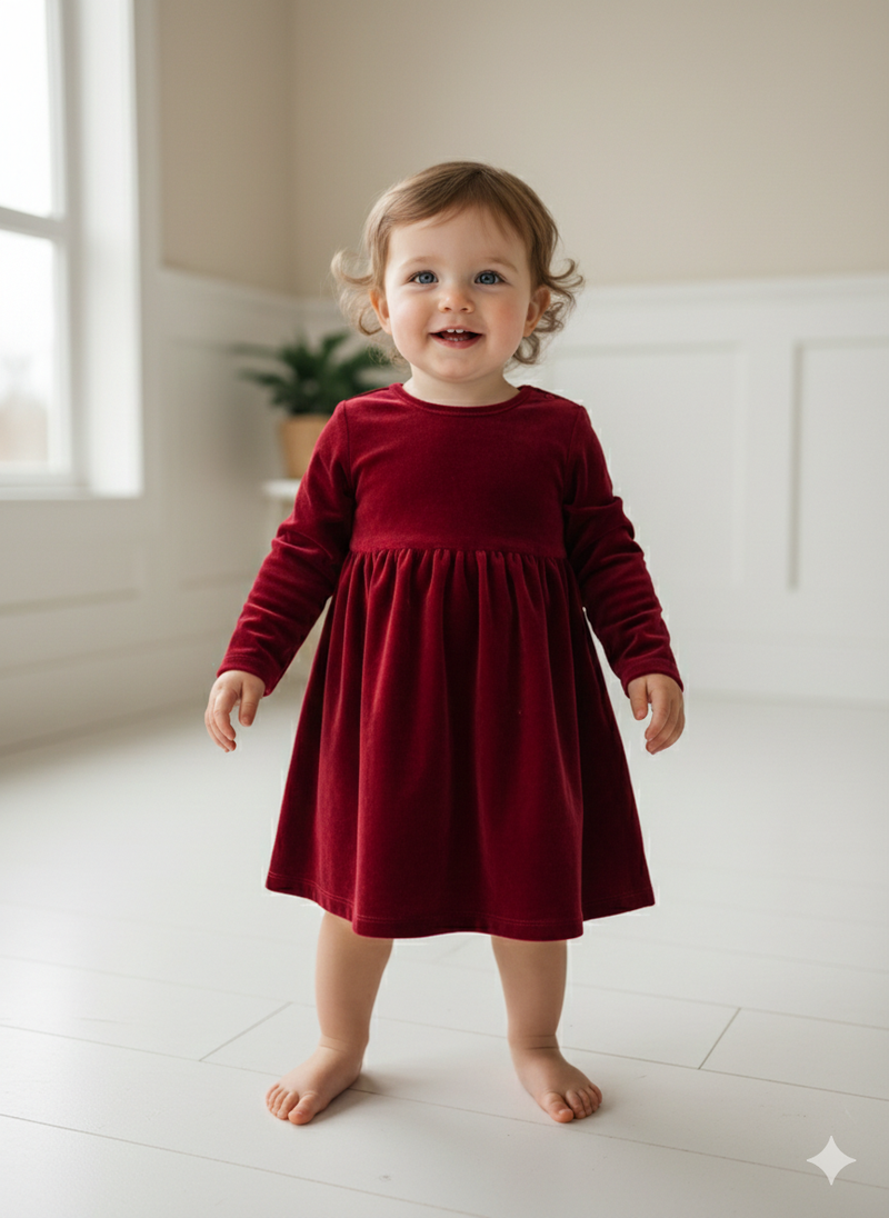 Red - full sleeve onesies frock