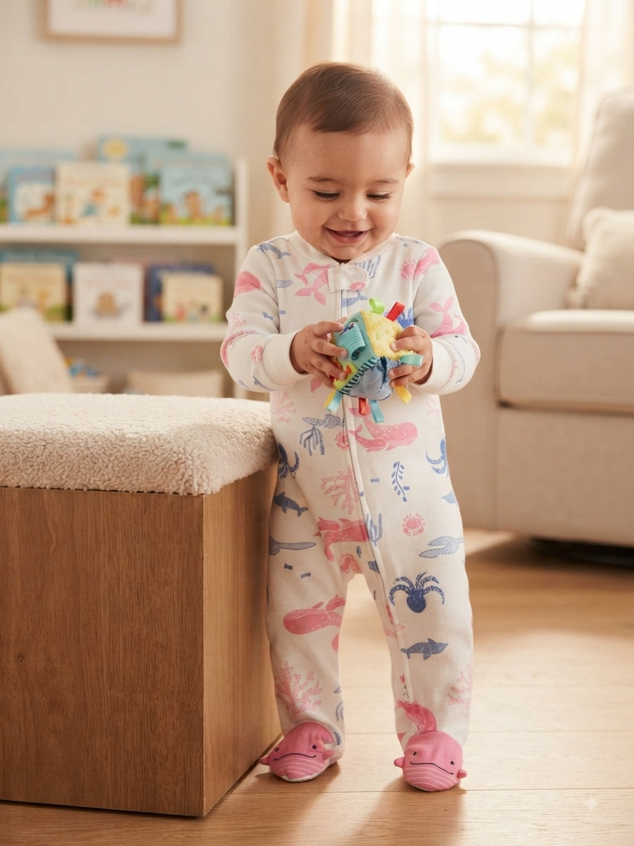 White with ocean 🌊 theme and shoe- Baby high quality jumpsuit