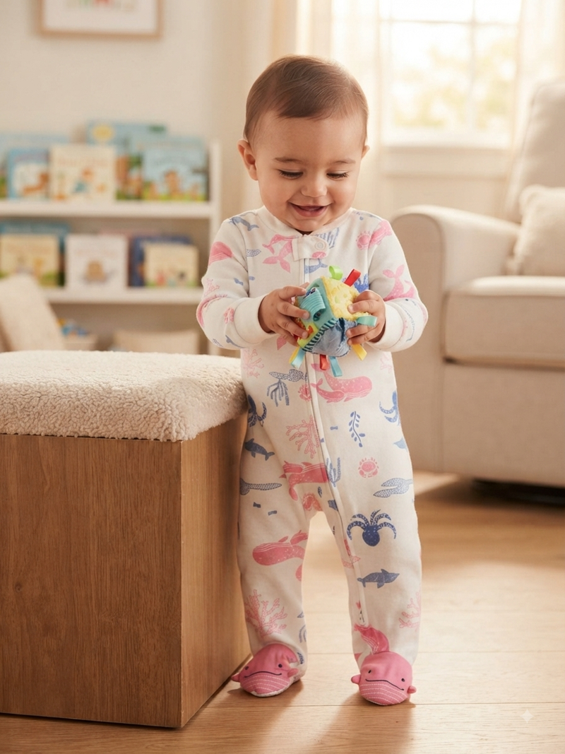 White with ocean 🌊 theme and shoe- Baby high quality jumpsuit