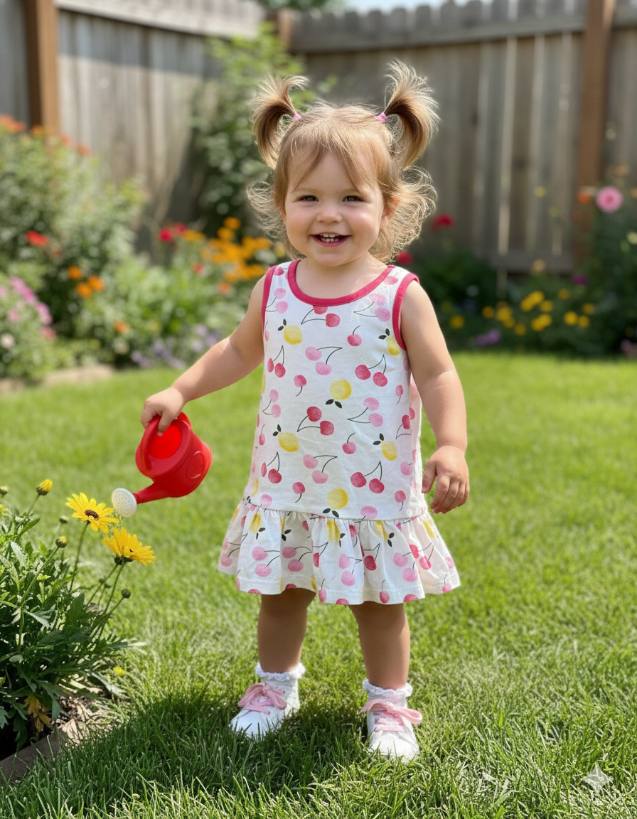 Pink with cherry & leamon-baby sleeveless top