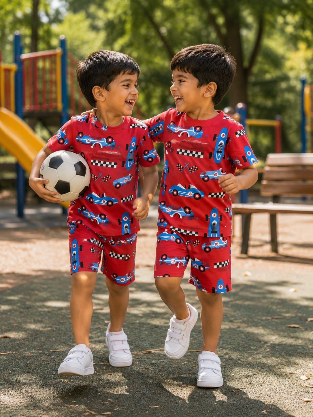 Red  with blue car -Kids Co-Ord Set premium quality