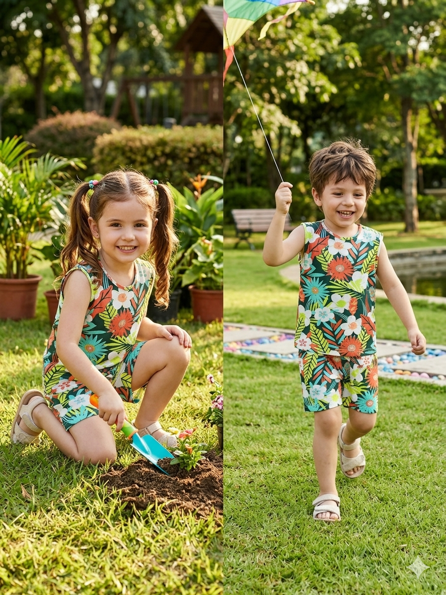 Green floral 28/3 - Sleeveless co-ords