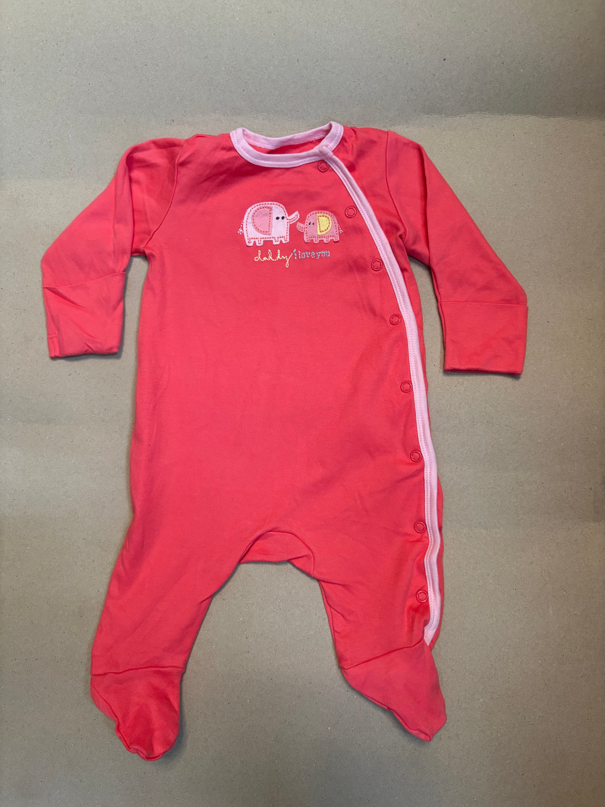 Coral pink daddy I love you with shoe (snap button)-Baby Jumpsuits