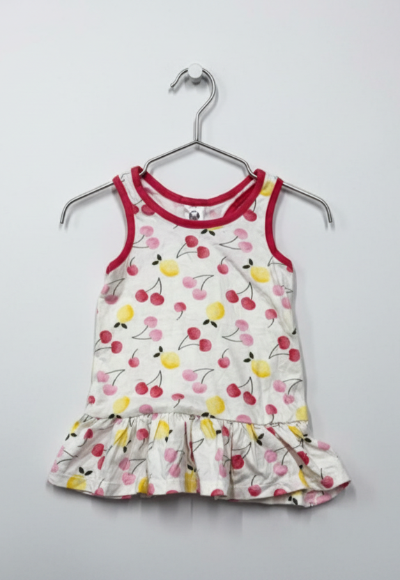 Pink with cherry & leamon-baby sleeveless top