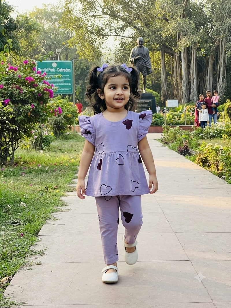 Violet, heartin, colour peplum co - ord girls set Sep