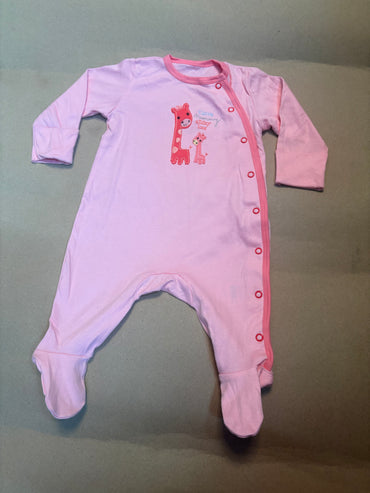 Pink I love Mummy with shoe(snap button)-Baby Jumpsuits