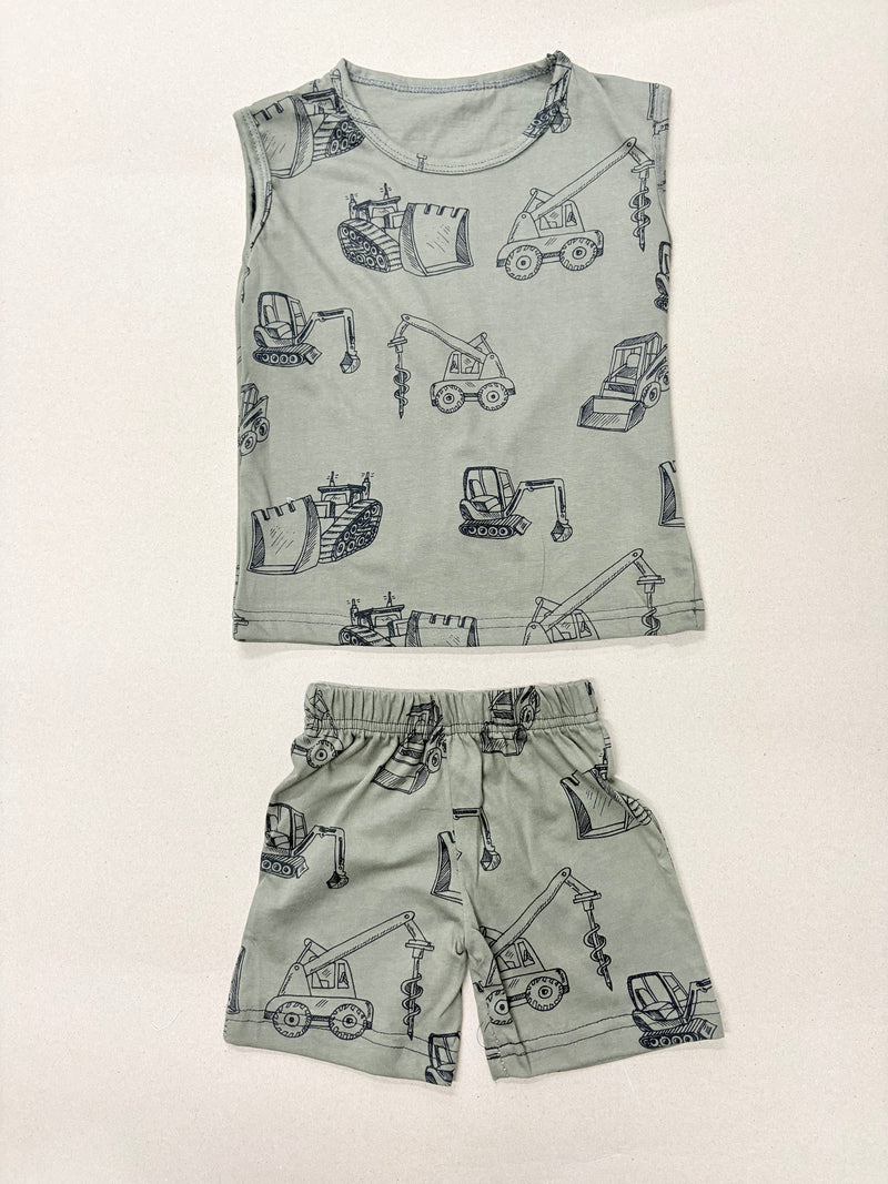 Construction vehicle sketch print
- Sleeveless co-ords