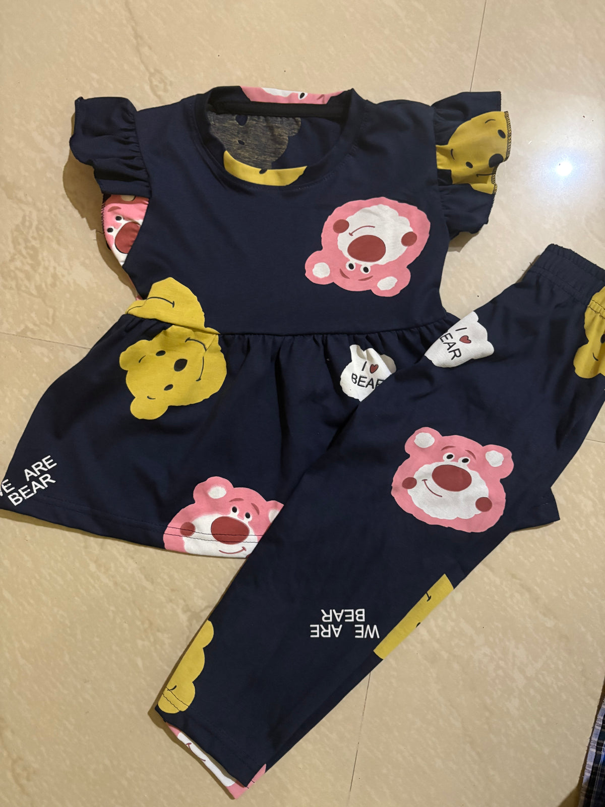 Dark Blue peplum co - ord girls set Sep1