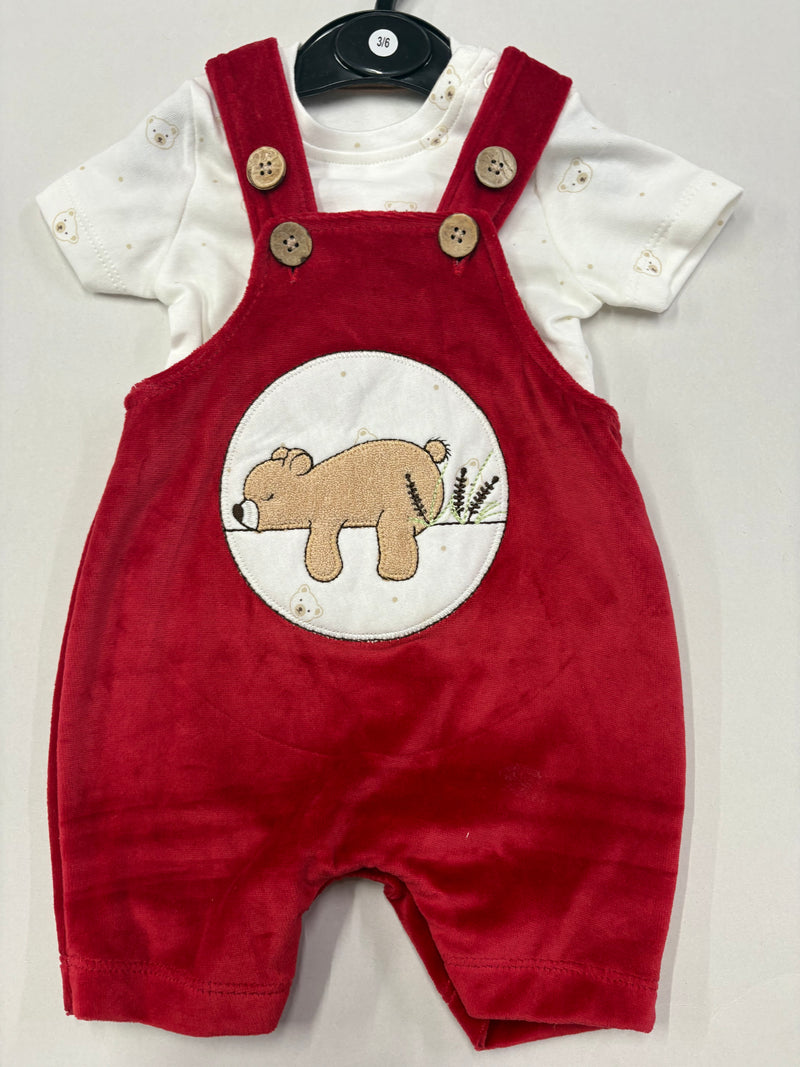 Red with white - Sleeve Dungaree