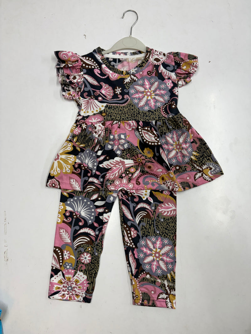 Multi Colour peplum co - ord girls set Sep