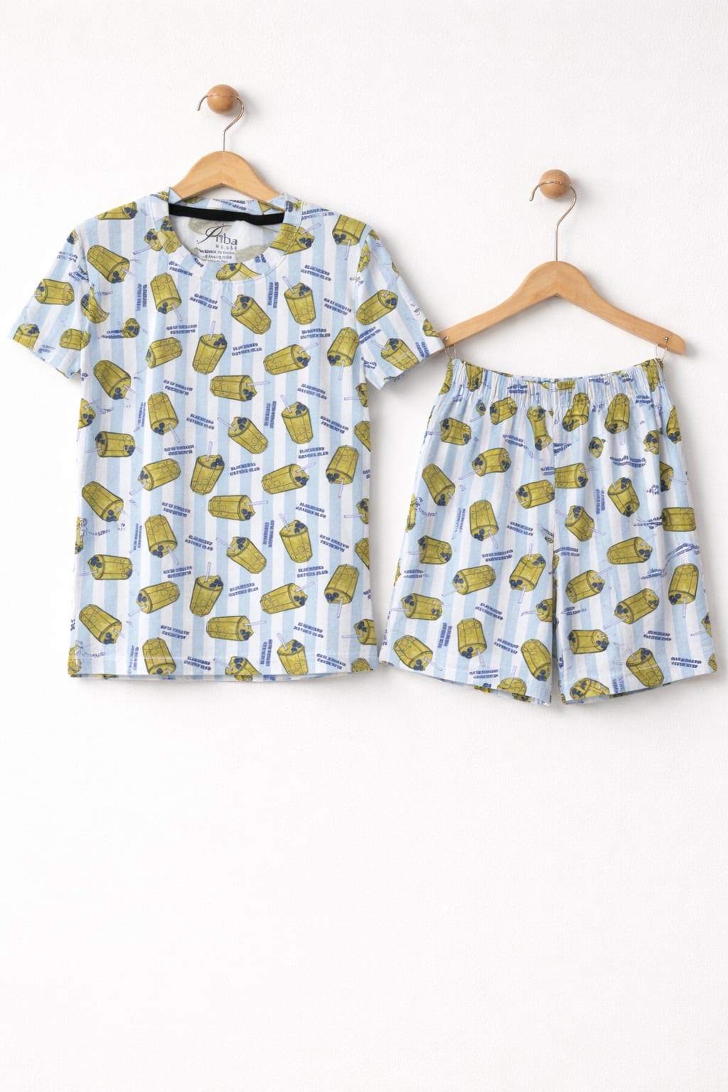 BLUEBERRY MATCHA CLUB-Half sleeve Shorts Set