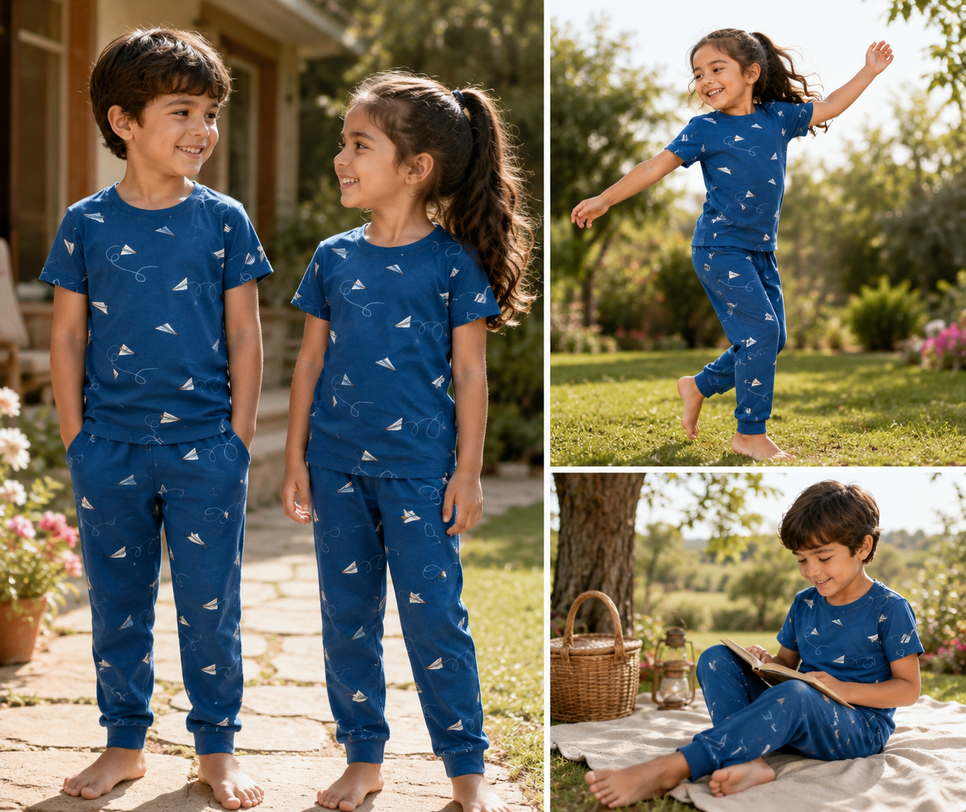Blue  -Kids Half Sleeve Set