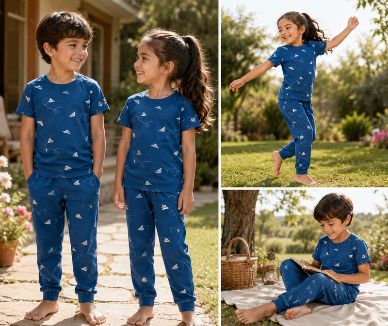 Blue  -Kids Half Sleeve Set