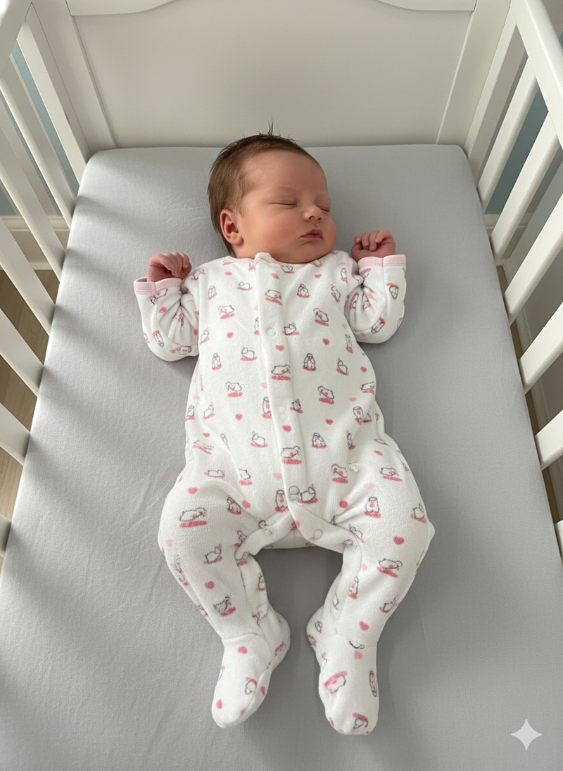 White with baby bunny print-Baby full Jumpsuits