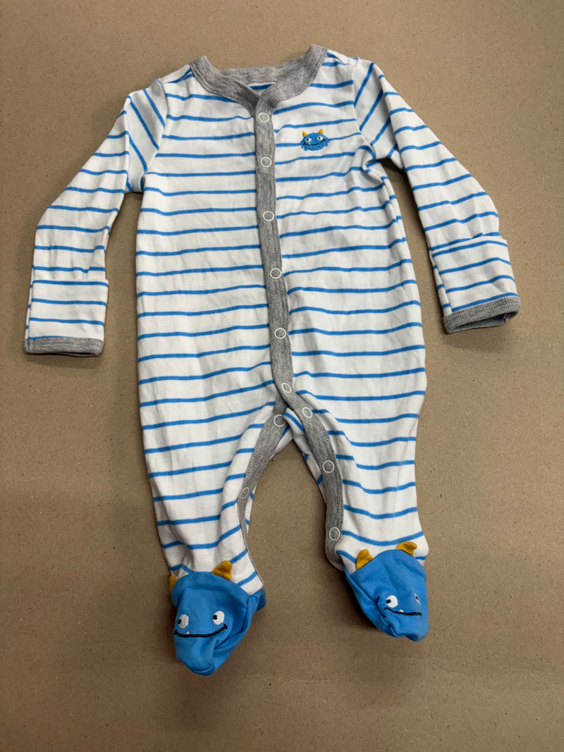 White with blue stripes with shoe (snap button)-Baby High quality jumpsuit