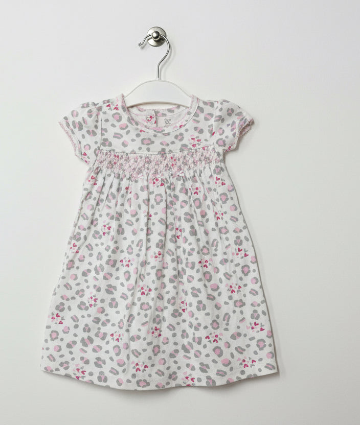 White with chita print -Baby half Sleeve frock