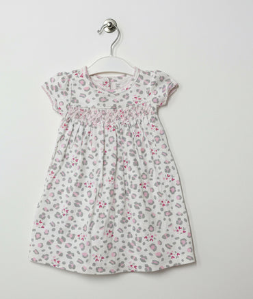 White with chita print -Baby half Sleeve frock