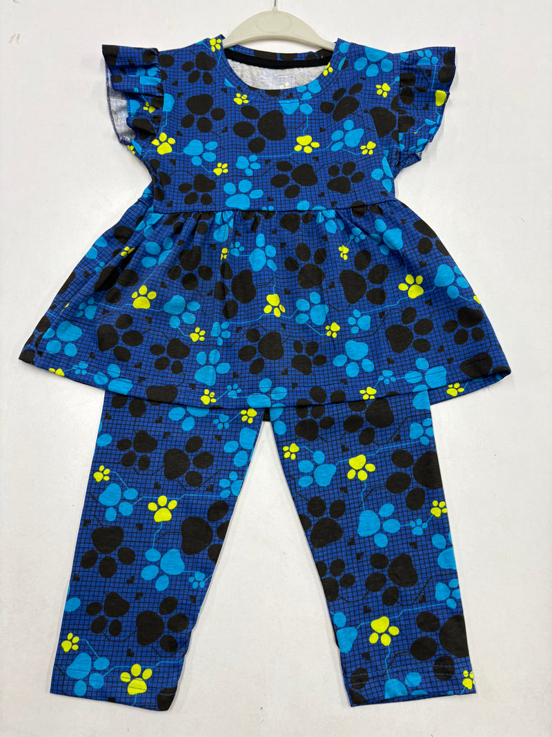 Charming Royal Blue Mouse Peplum Co-ord Girls set