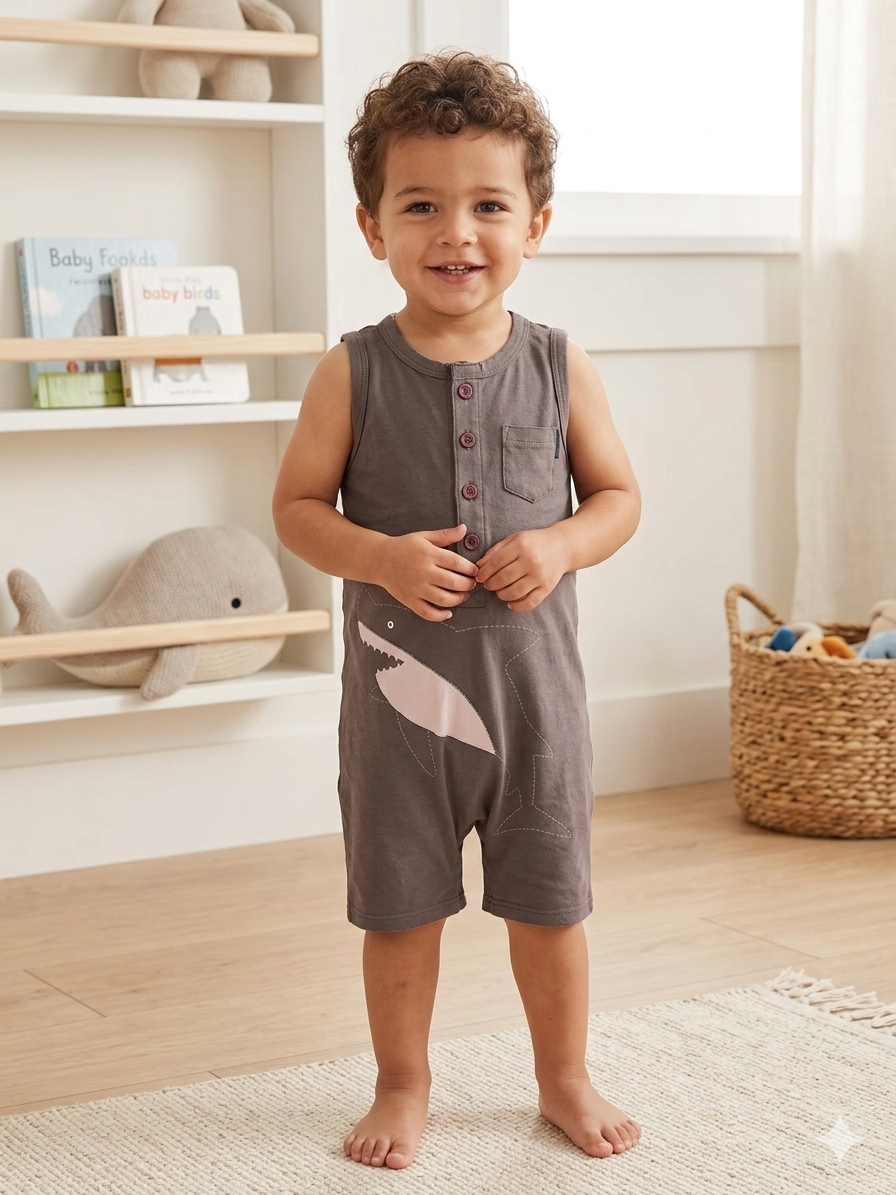 Grey shark - baby half Jumpsuit