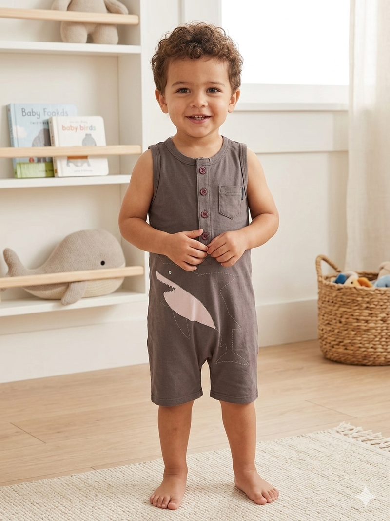 Grey shark - baby half Jumpsuit