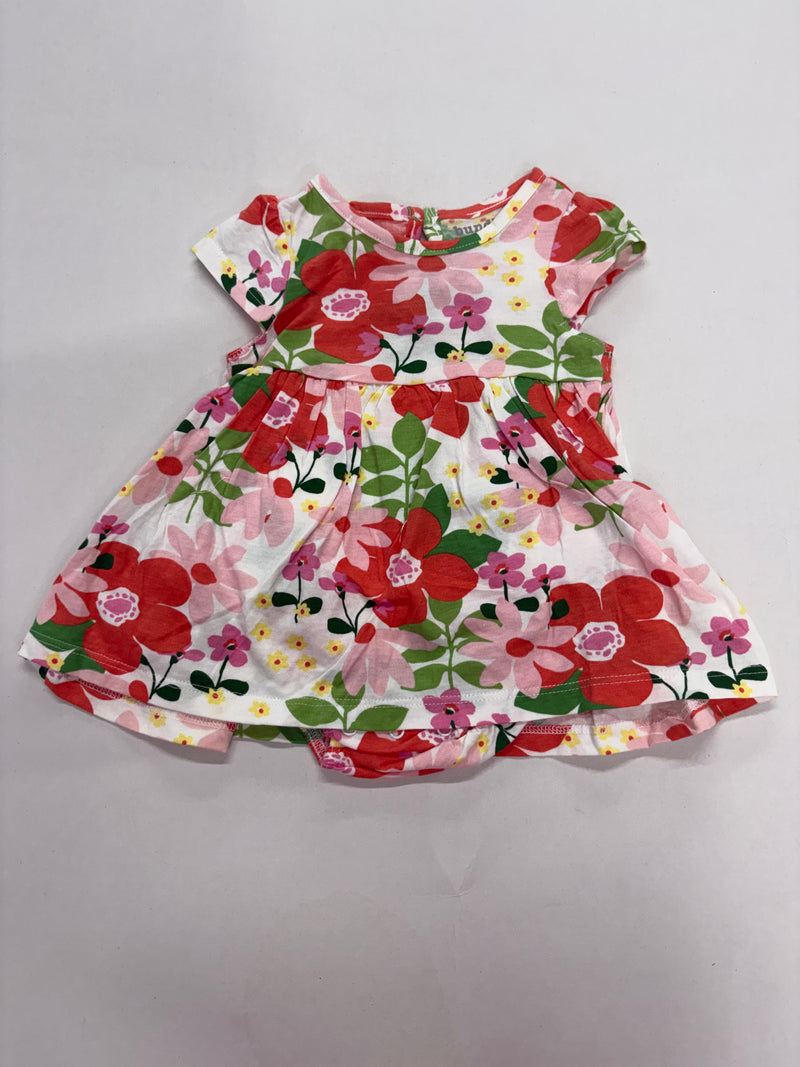 White with  pink & red flowers-Onesies   frock