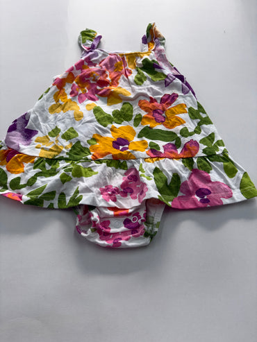 White with multi floral- onesies frock
