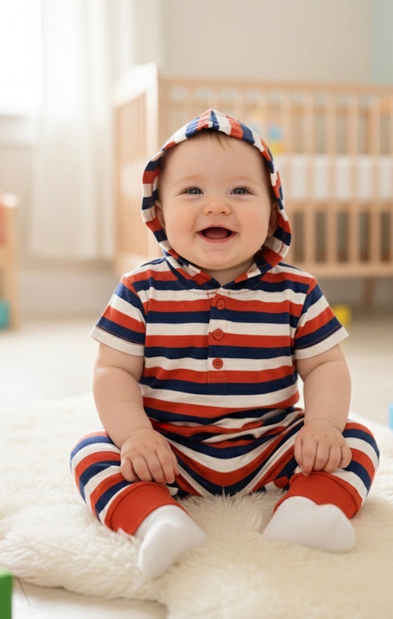 Tri colour hoodie -Baby Jumpsuits