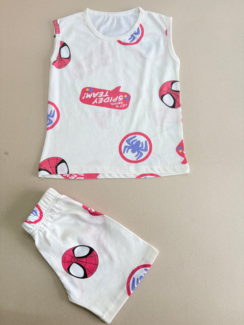 Ted and blue Spider-Man graphics-Sleeveless co-ords