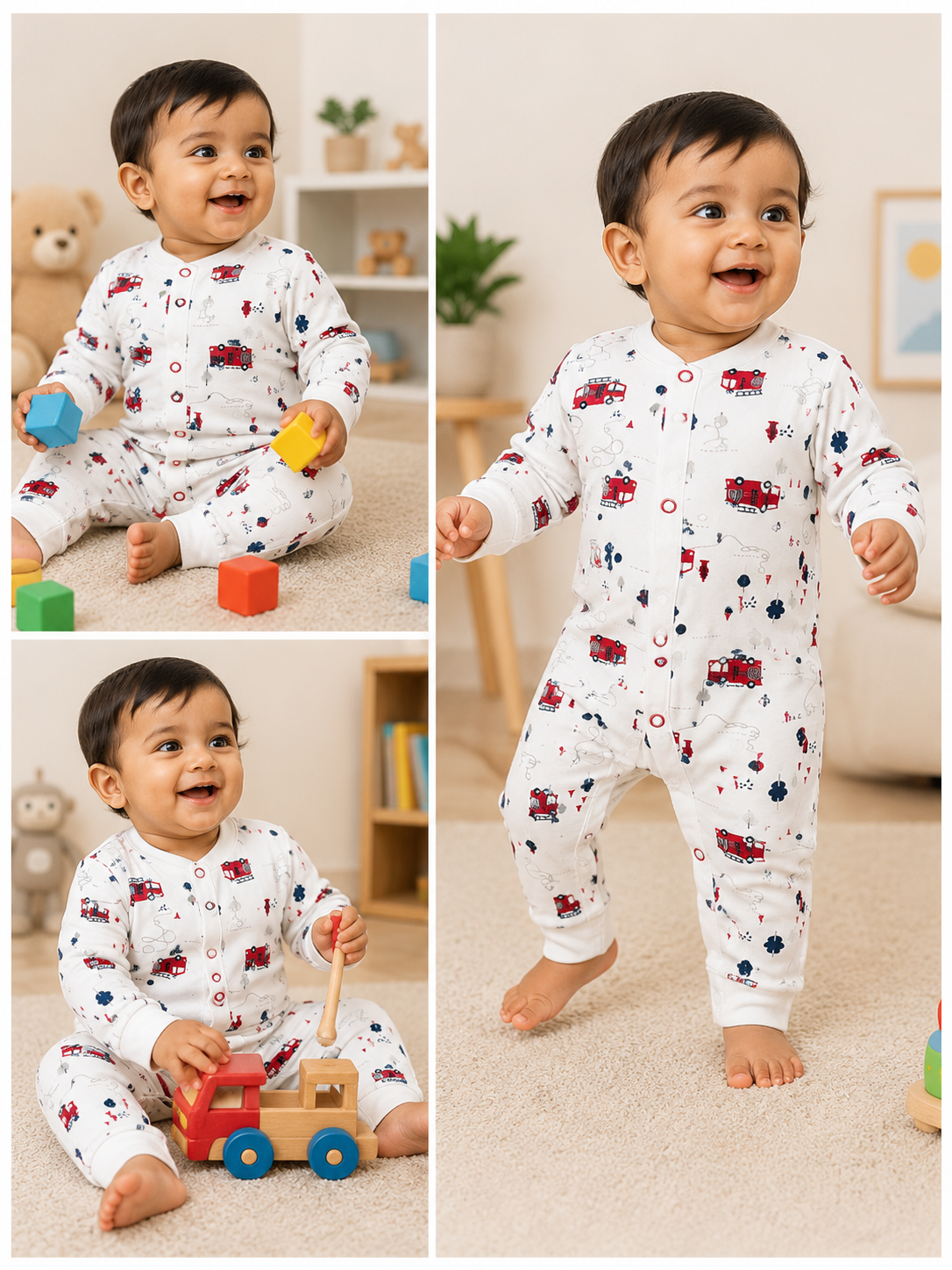 Purple Floral Print Baby Full Jumpsuits