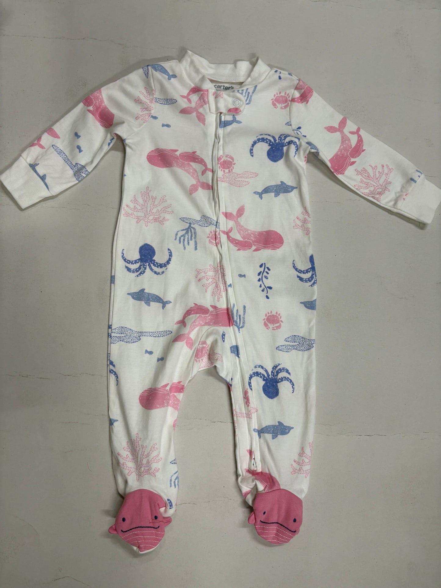 White with ocean 🌊 theme and shoe- Baby high quality jumpsuit