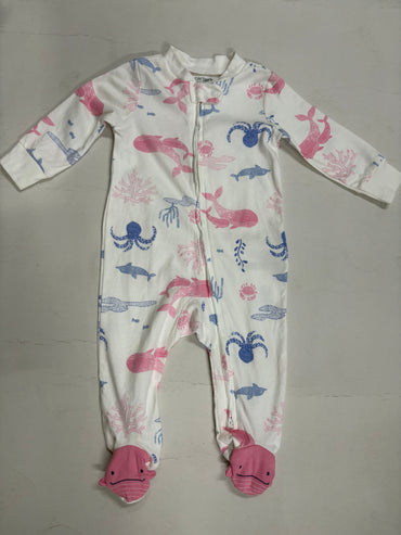 White with ocean 🌊 theme and shoe- Baby high quality jumpsuit
