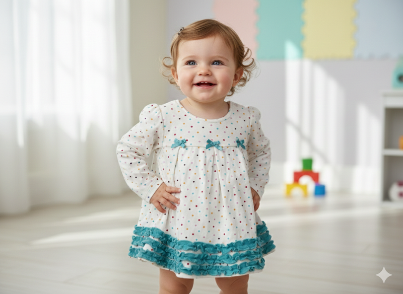 White with blue - baby full sleeve top