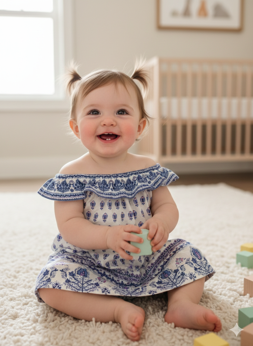 White & blue - onesies frock
