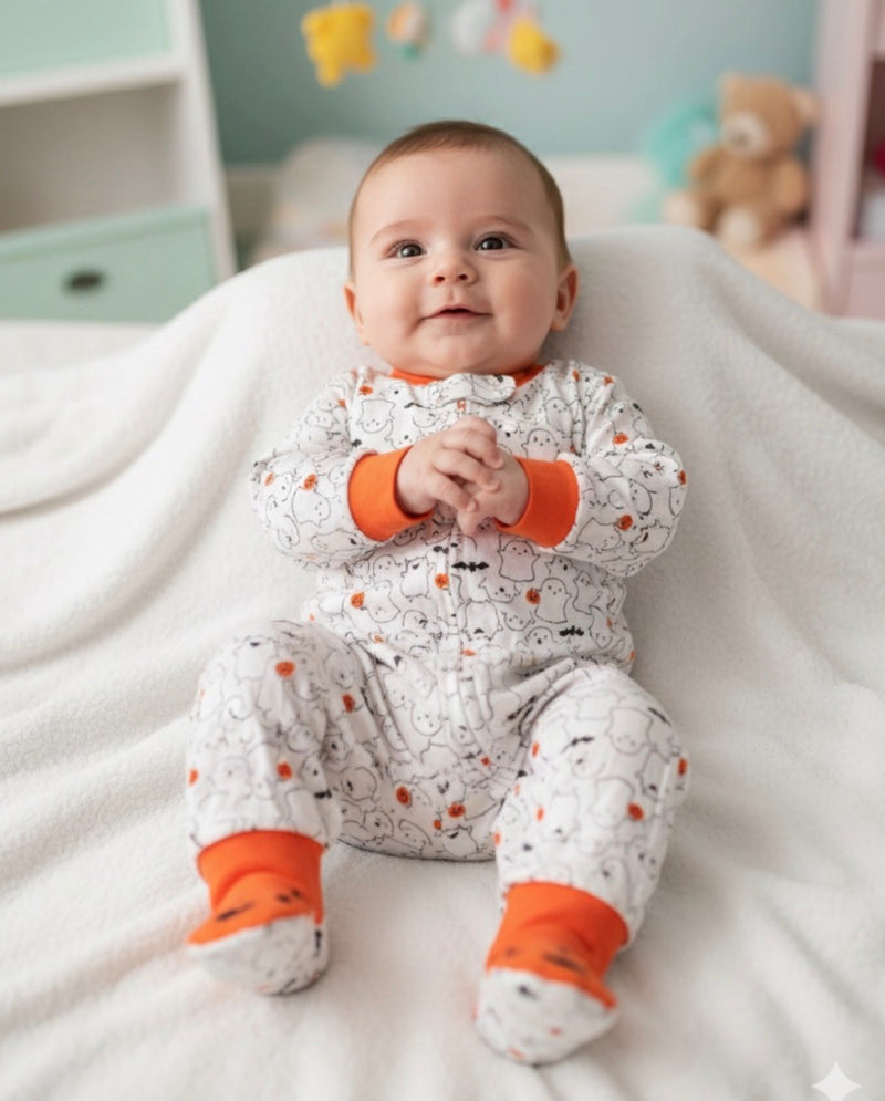 White with orange -Baby Jumpsuits