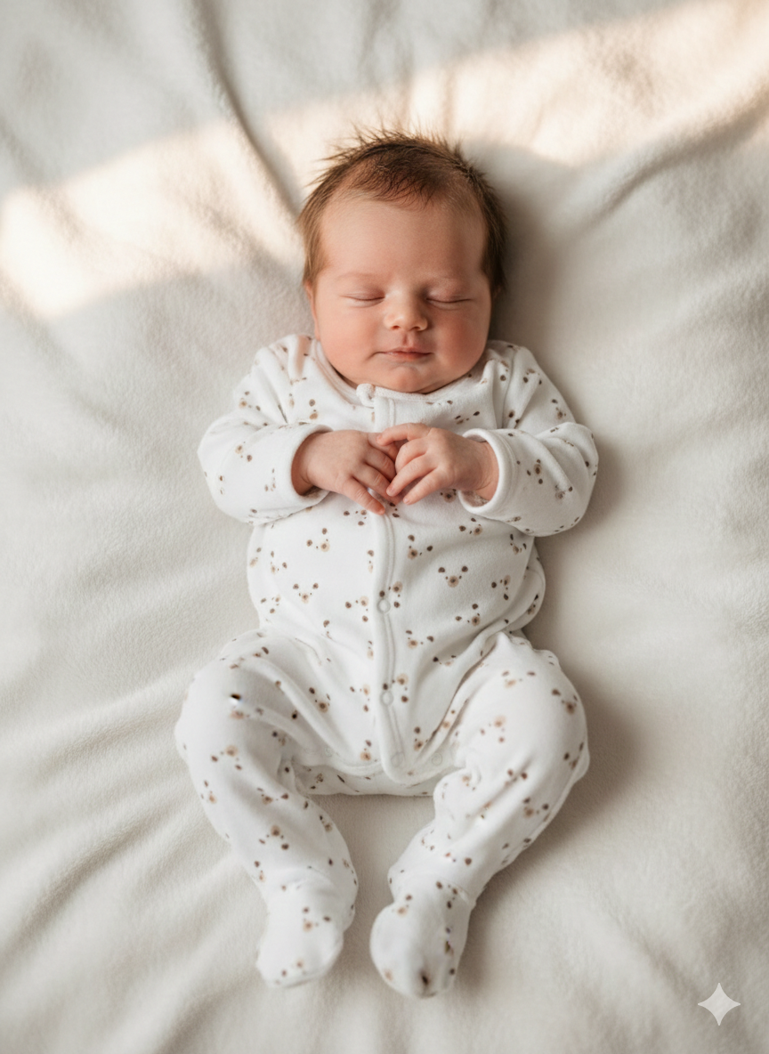 White with small brown teddy - Baby full Jumpsuits