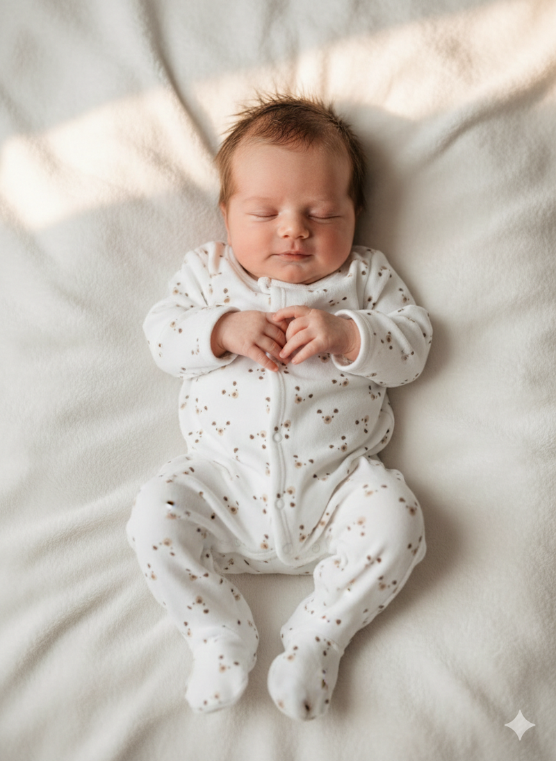 White with small brown teddy - Baby full Jumpsuits
