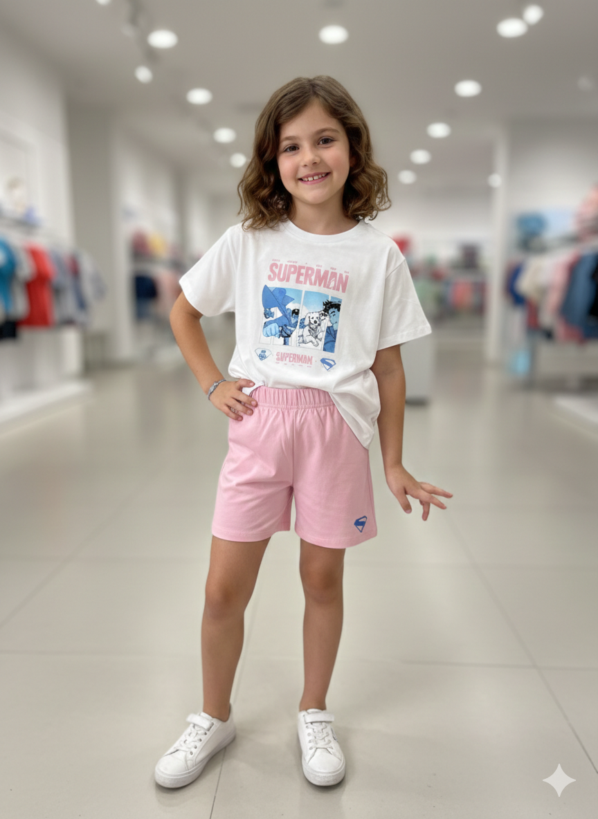 Super Man- Half sleeve Shorts Set