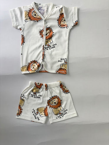 White with Simba -Half Sleeve Jabla Short sets
