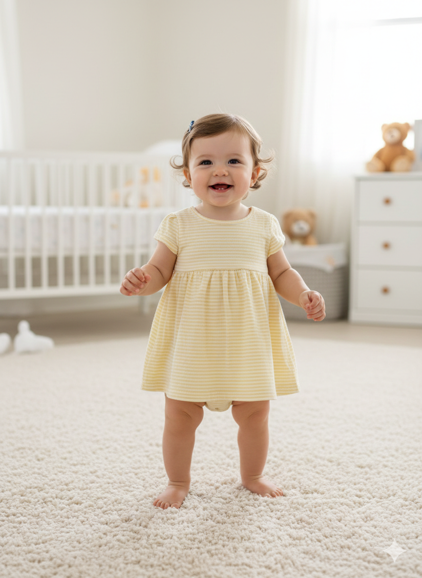 Yellow line -onesies   frock