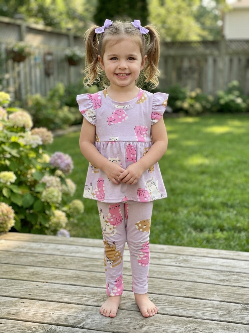 Light, violet Peplum Co-Ord Girls Set