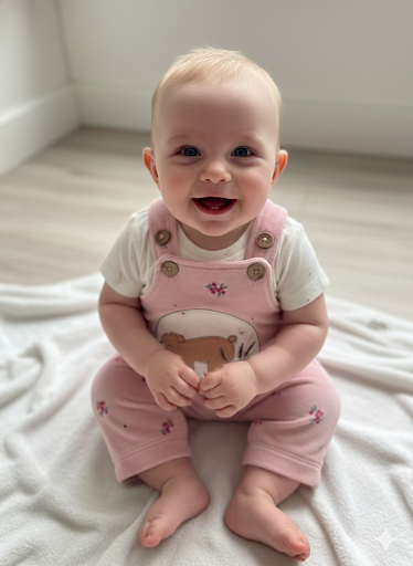 Light pink flowers with white - Baby Dungaree
