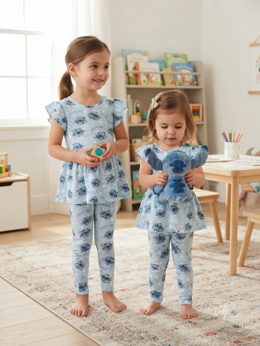 Light blue Lilo & Stitch21/8-Peplum Girls set