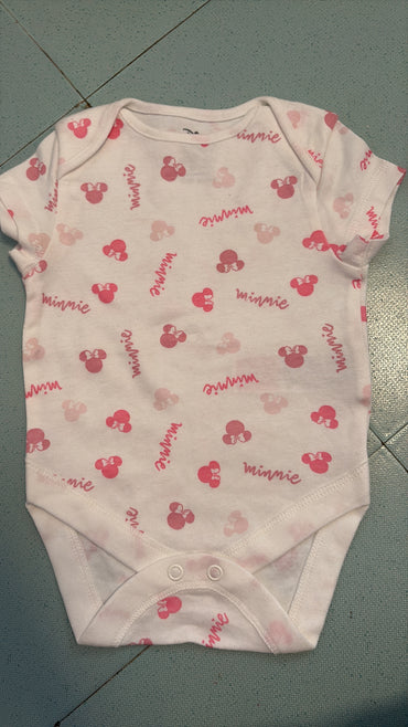 White with pink- Baby Romper