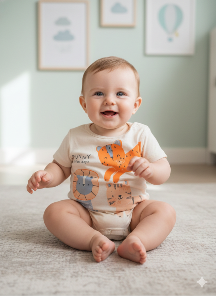 FUNNY safari days 🐅🦁🐱- Baby half Jumpsuits