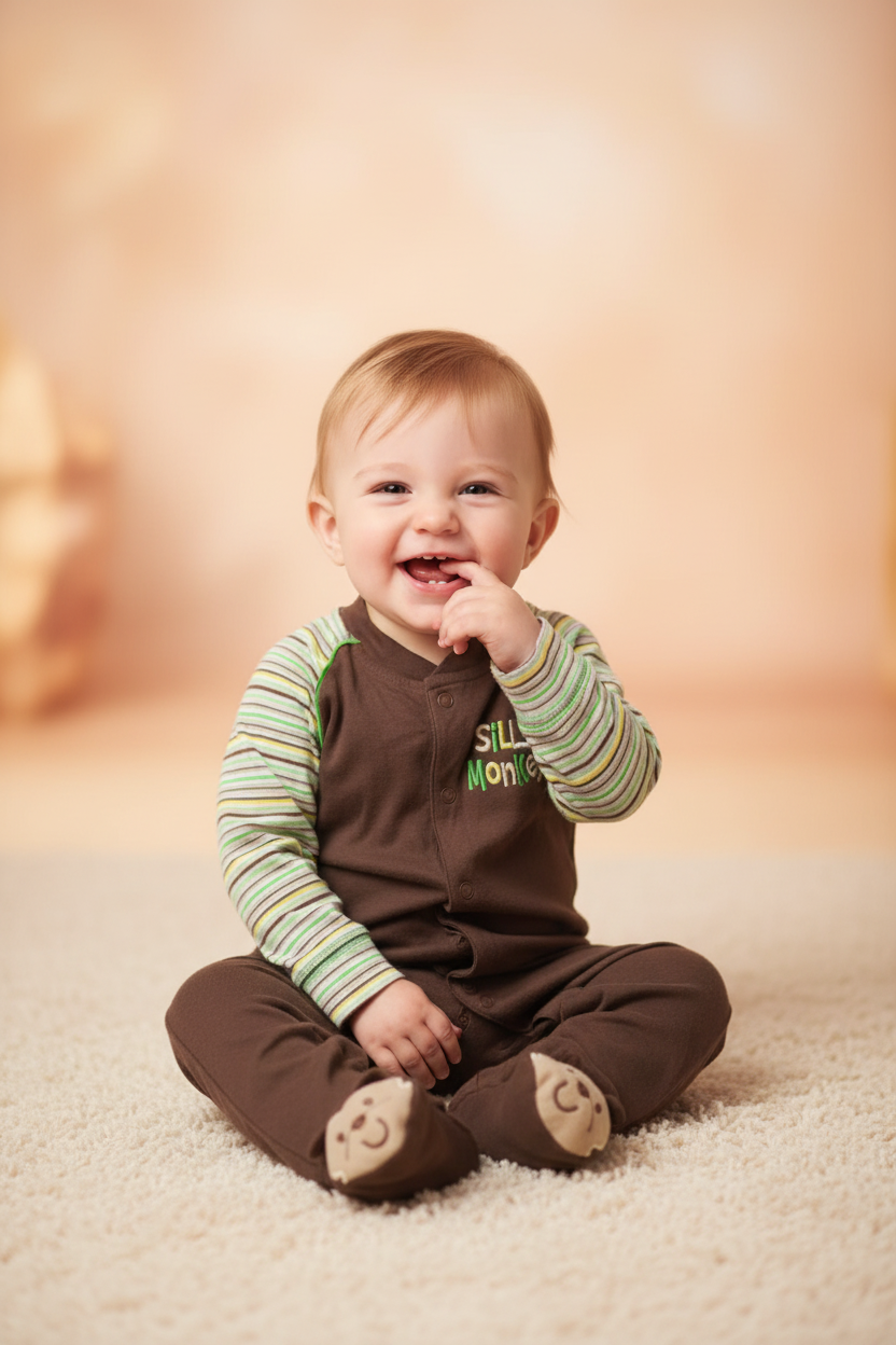 Brown Silly monkey 🐵with shoe-Baby high quality jumpsuit