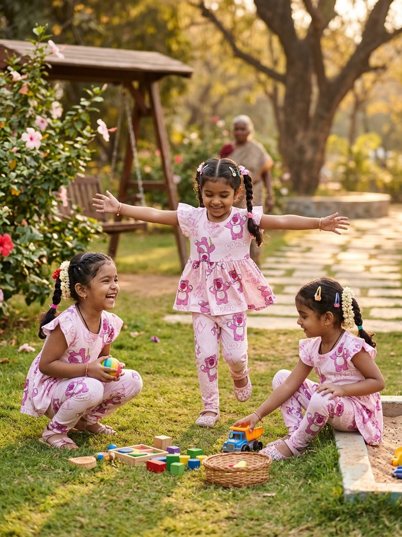 Soft Pink Lotso Bear Peplum Top & Pants Set