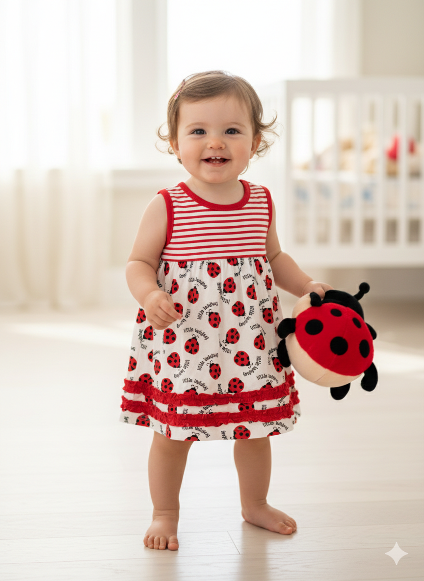 little  ladubug -Baby Sleeveless Frock
