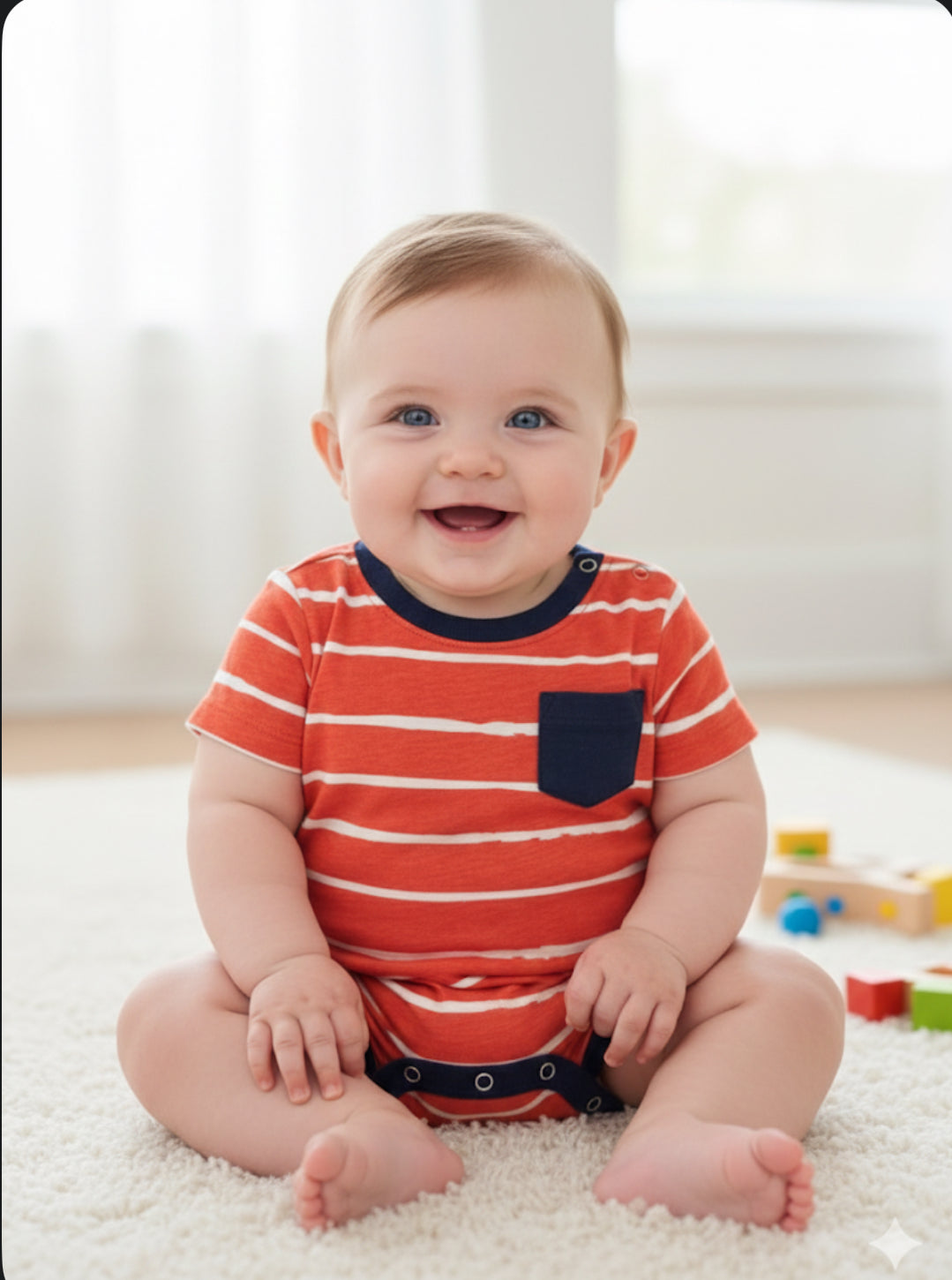 Orange with navy packet-Baby High Quality half Jumpsuits