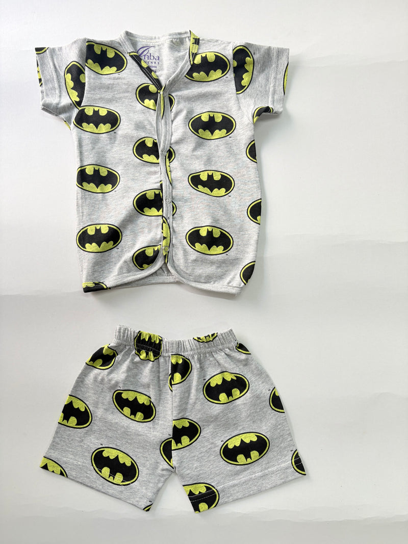 Black and Yellow Batman logos -Half Sleeve Jabla Short Sets