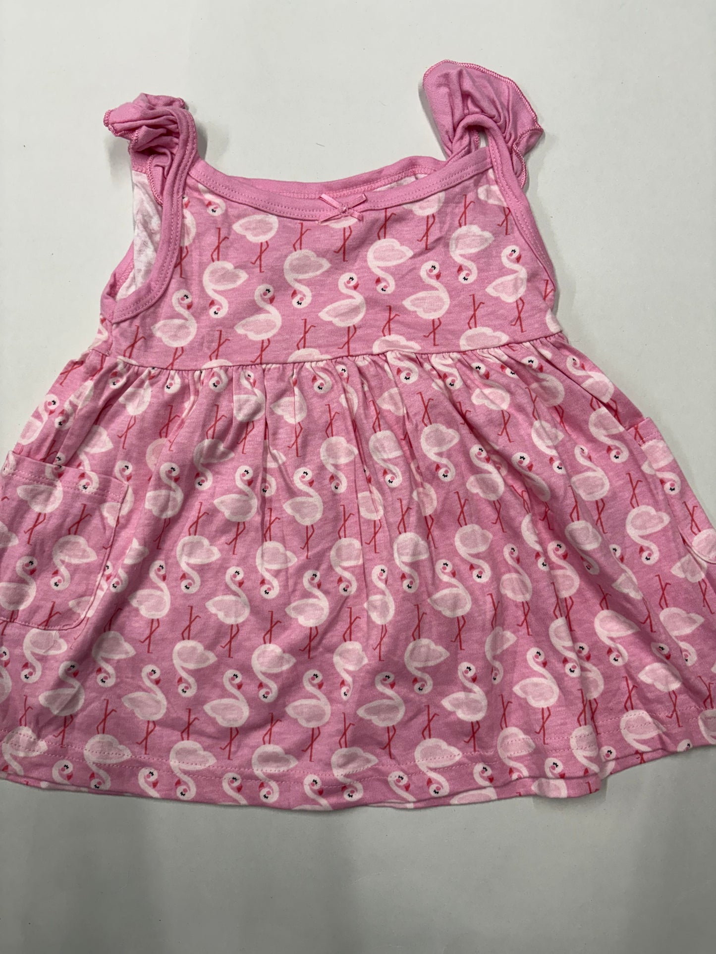 Pink flamingo Print -Baby Sleeveless Frock